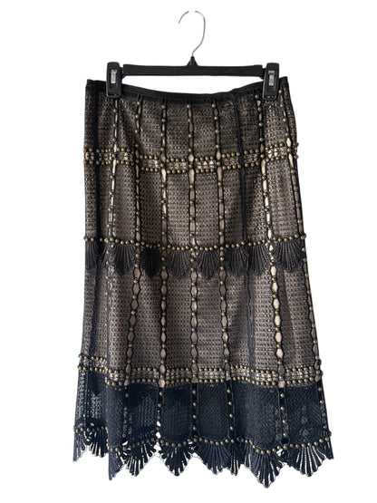 New Kobi Halperin Black with Gold Studded Scalloped Skirt Sz 6