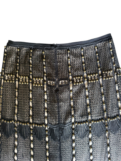 New Kobi Halperin Black with Gold Studded Scalloped Skirt Sz 6