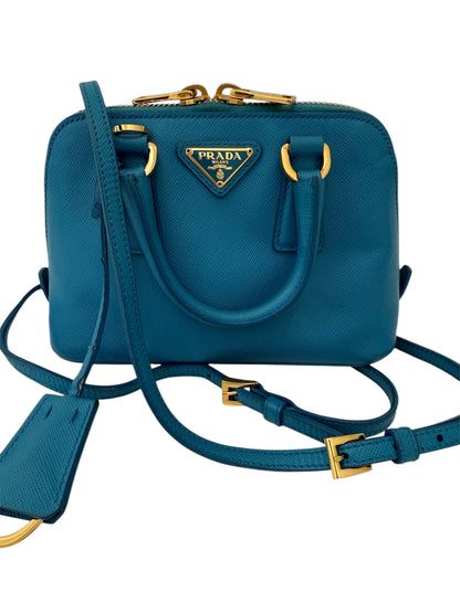 Prada Mini Baby Blue Galleria Saffiano Leather Shoulder Crossbody Satchel Bag