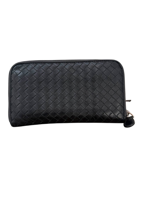 Authentic BOTTEGA VENETA Black Intrecciato Zip Around Long Continental Wallet