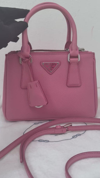 Prada Light Pink Mini Galleria Saffiano Leather Shoulder Crossbody Satchel Bag