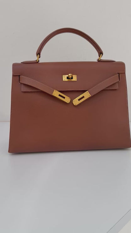 RARE HERMES Kelly 32 Gold on Gold Handbag