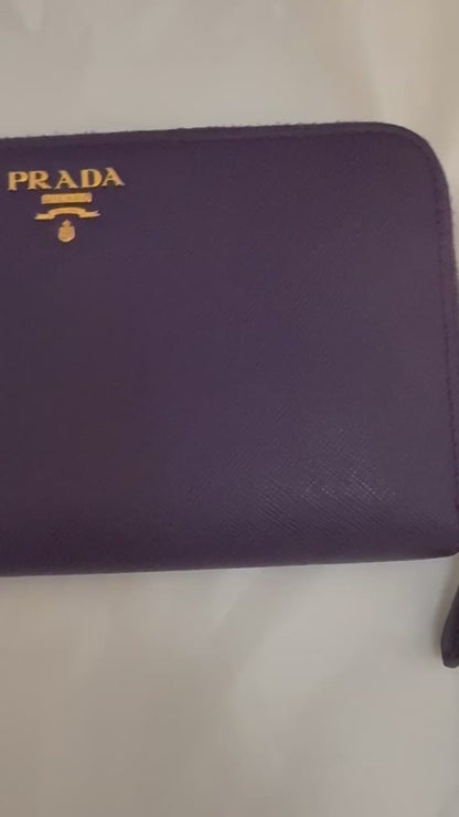 PRADA Long Zip Around Portafoglio Lampo Saffiano Leather Large Wallet