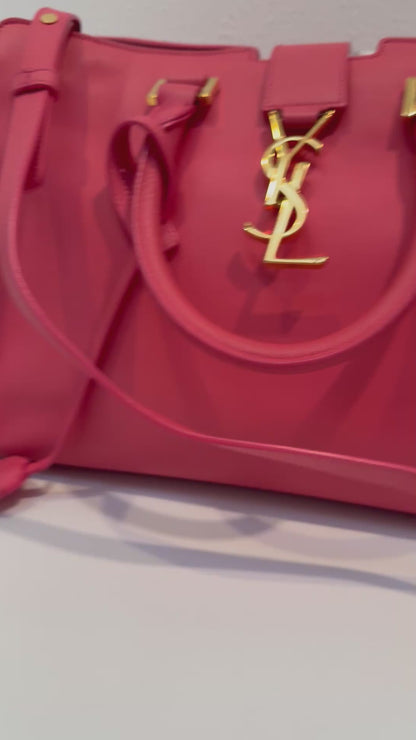 YSL Saint Laurent Pink Leather Cabas Satchel Shoulder Bag